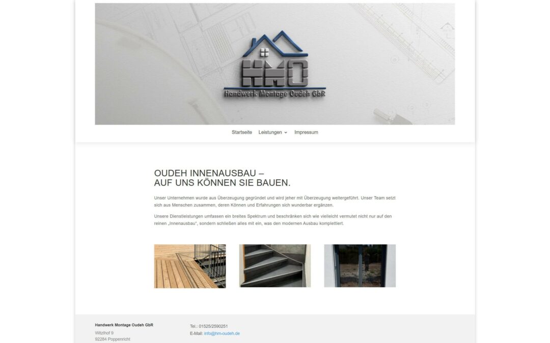 Eine Website mit einfachem Design für ein Unternehmen für Innenausbau in Deutschland