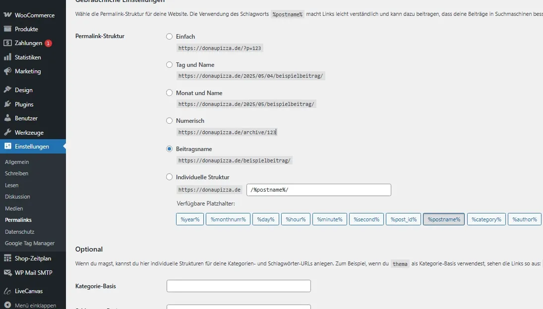 sumup woocommerce premalink 1
